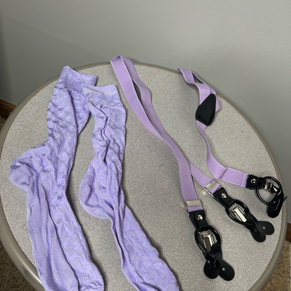 dress shoes, socks, belt